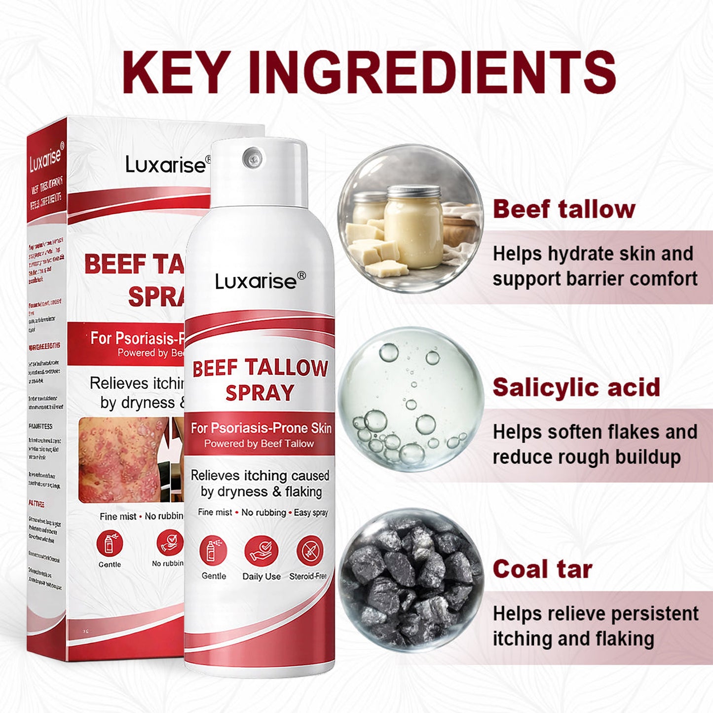 𝗟𝘂𝘅𝗮𝗿𝗶𝘀𝒆® 𝗕𝗲𝗲𝗳 𝗧𝗮𝗹𝗹𝗼𝘄 𝗦𝗽𝗿𝗮𝘆 𝗳𝗼𝗿 𝗜𝘁𝗰𝗵𝘆, 𝗙𝗹𝗮𝗸𝘆 𝗣𝘀𝗼𝗿𝗶𝗮𝘀𝗶𝘀 𝗦𝗸𝗶𝗻 💧