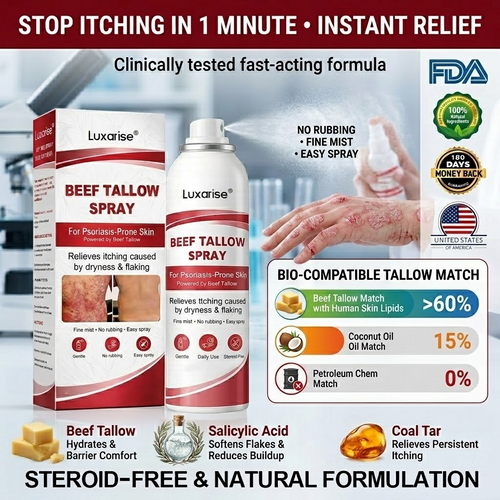 𝗟𝘂𝘅𝗮𝗿𝗶𝘀𝒆® 𝗕𝗲𝗲𝗳 𝗧𝗮𝗹𝗹𝗼𝘄 𝗦𝗽𝗿𝗮𝘆 𝗳𝗼𝗿 𝗜𝘁𝗰𝗵𝘆, 𝗙𝗹𝗮𝗸𝘆 𝗣𝘀𝗼𝗿𝗶𝗮𝘀𝗶𝘀 𝗦𝗸𝗶𝗻 ✨